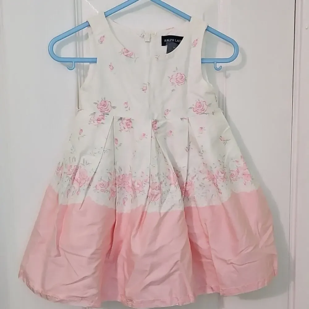 Ralph Lauren Baby Girl Sleeveless Dress Pink Floral 9M